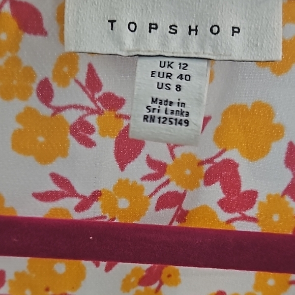 Topshop multicolored floral print blouse with collar and short sleeves - Picture 2 of 7